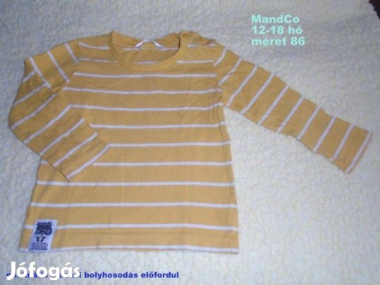 M&Co csíkos hosszú ujjú felső 12-18 hó (méret 86)