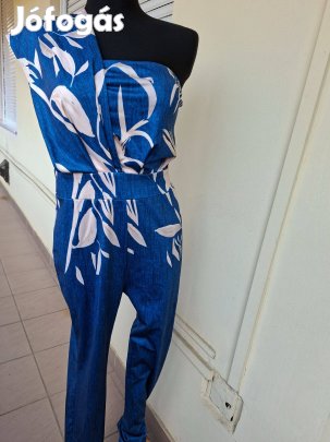 M-L-es elegáns,kék mintás női egybe részes nadrág