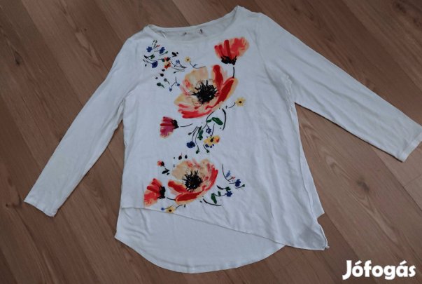 M&S női pipacsos virágos rugalmas blúz L 42