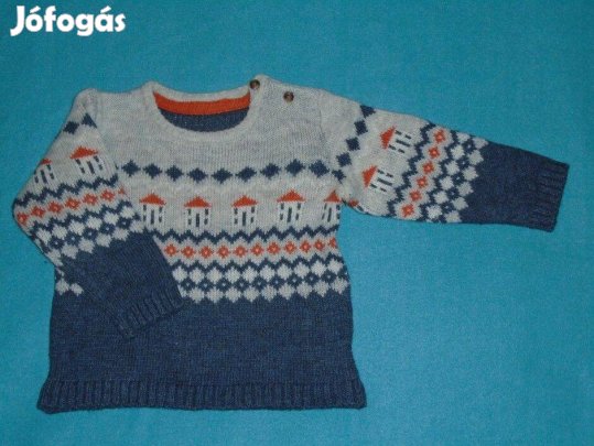 M&S szürke és mintás kötött pulóver 9-12 hó (méret 80)