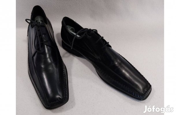 M.Silvio férfi félcipő: 44, elegáns derby, fekete, bőr