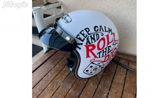 M-Zone Domino Retro Nyitott Bukósisak XL 61 cm Fehér