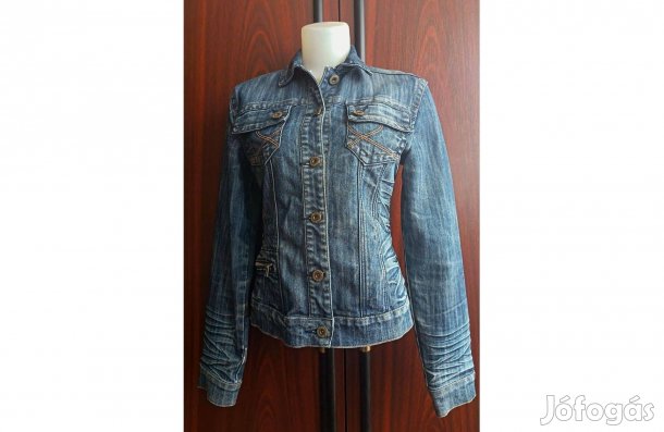 M-es/38/,női,klasszikus fazonú,mosott,gyűrtmintás G Cause farmerdzseki