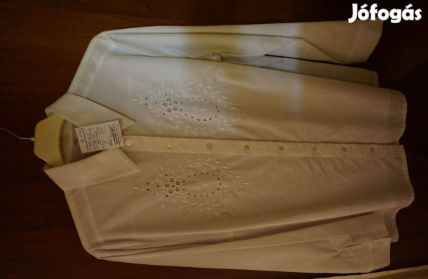M-es fehér riselt és hímzett női ingblúz eladó