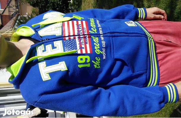 M-es kék kapucnis pulóver M 158 164