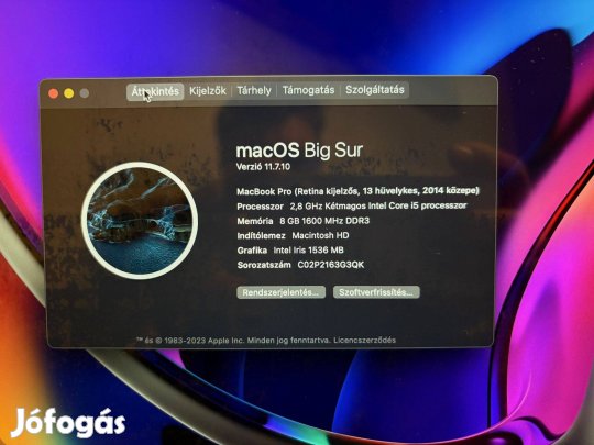 Macbook Pro 13" Retina 2014 közepe