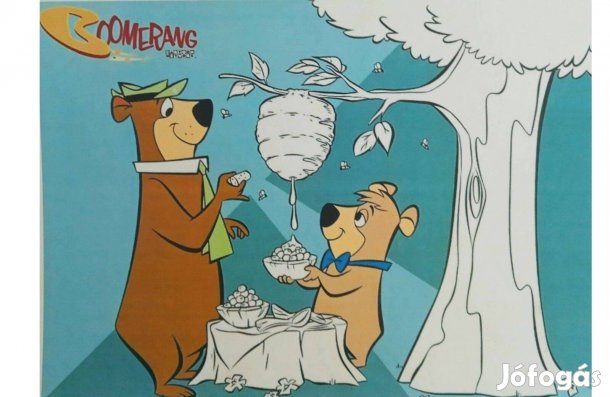 Maci Laci mese, mesefigura kasírozott poszter. 22 X 24 cm-es méretű