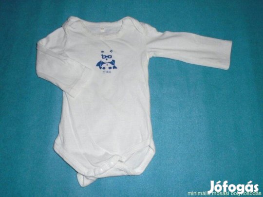 Maci mintás fehér hosszú ujjú body 6-9 hó (méret 74)