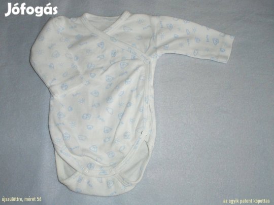 Maci mintás fehér színű hosszú ujjú body újszülöttre (méret 56)
