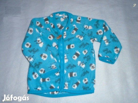 Maci mintás kék polár cipzáras pulóver 6-9 hó (méret 74)