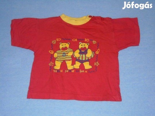 Maci mintás piros póló 9-12 hó (méret 80)