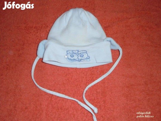 Maci mintás polár béléses kék sapka 3-6 hó (méret 68)