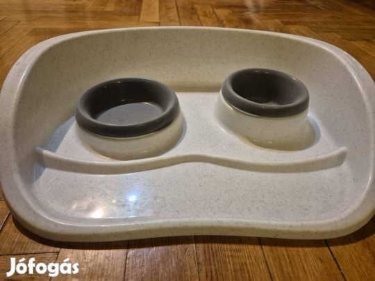 Macskáknak etetőtál szett (2 tál + tálca)