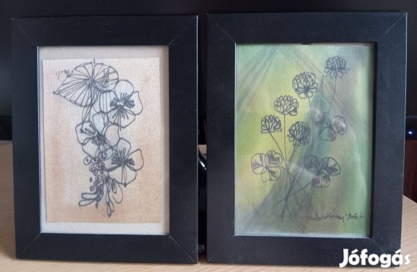 Macskássy Izolda 2 db selyem kollázsa