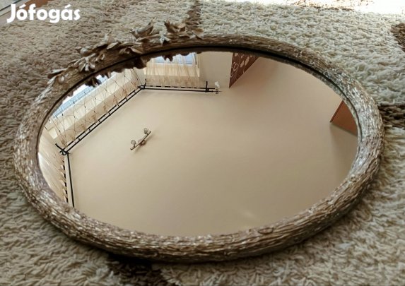 Madarakkal díszített ovális fali tükör tópszín, 54 x 64 cm