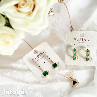 Maddie rosegold-zöld színű antiallergén xuping fülbevaló