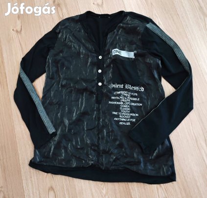 Made in italy női szaténfényű ezüstös tunika blúz