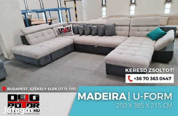 Madeira XXL ualak kanapé ülőgarnitúra 255x385x215 cm ágyazható gray