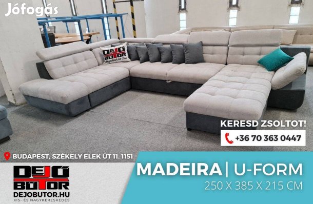 Madeira sarok kanapé bútor ülőgarnitúra 250x385x215 cm ualak grey