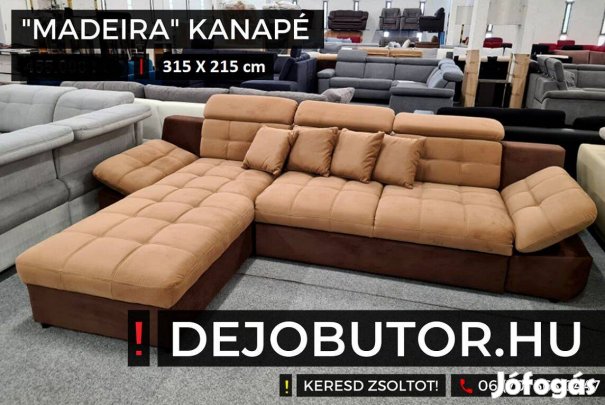 Madeira sarok kanapé ülőgarnitúra 315x215 cm rugós ágyazható krém