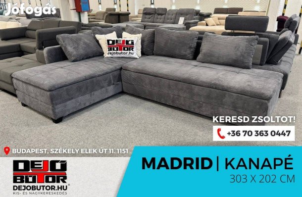 Madrid rugós grafit kanapé ülőgarnitúra sarok 303x202 cm