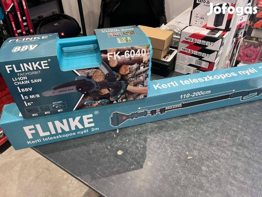 Magassági ágvágó fűrésszel és teleszkópos nyéllel 2db akku + töltő