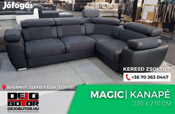 Magic XL fekete sarok rugós kanapé ülőgarnitúra 270x210 cm ágyazható