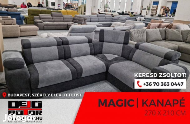Magic XL rugós sarok kanapé ülőgarnitúra 270x210 cm ágyazható grafit