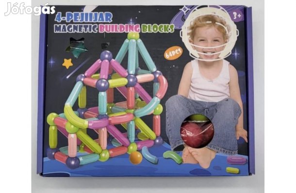 Mágneses építőkocka 64 db-os
