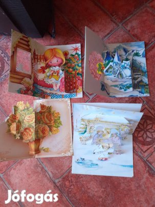 Magyar Képzőművészeti kihajtható térhatású képeslapok egybe a 4 db