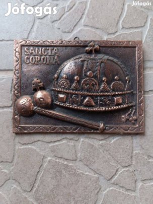 Magyar Királyi Korona címer plakett kb 15x10cm Fém öntvény