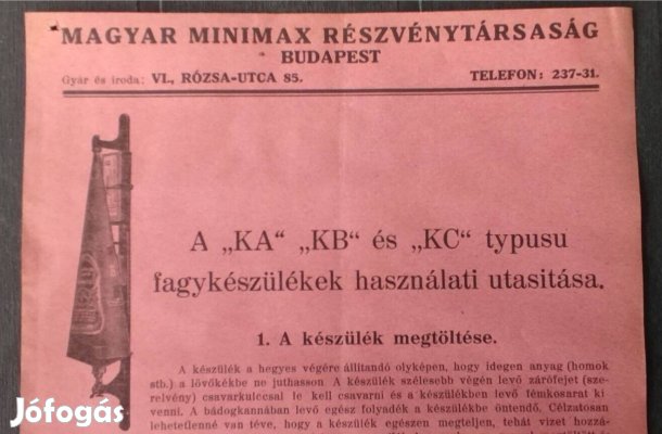 Magyar Minimax RT Budapest.Régi poroltó használati utasítása
