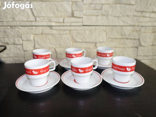 Magyar Posta Piros Hollóházi porcelán kávés készlet