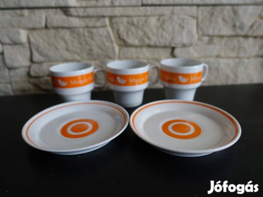 Magyar Posta Sárga Hollóházi porcelán 2db kávéscsésze+ alj