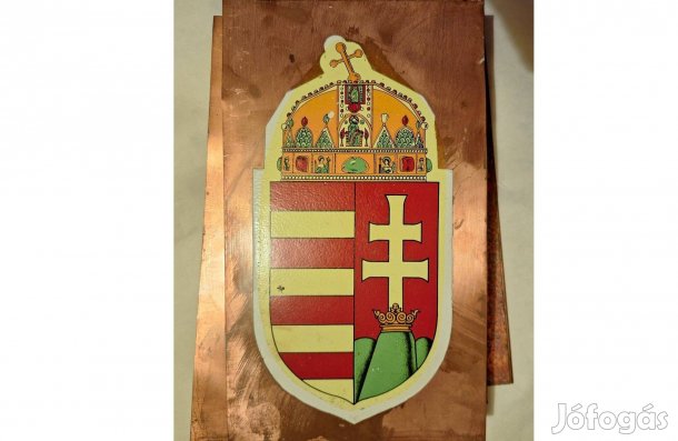 Magyar címer vörösréz lemezen 25x14,5 cm Kiváló