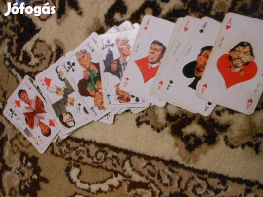 Magyar politikusok karikatúrait ábrázoló pakli Postabank kártya1990