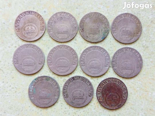 Magyarország 11 db Érme 20 Fillér 1926