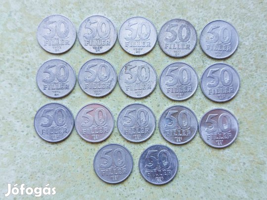 Magyarország 17 db Különböző Érme 50 Fillér 1967-1991