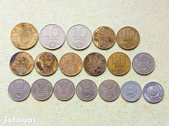 Magyarország 18 db Különböző Érme 1 5 10 100 Forint 1968-1995