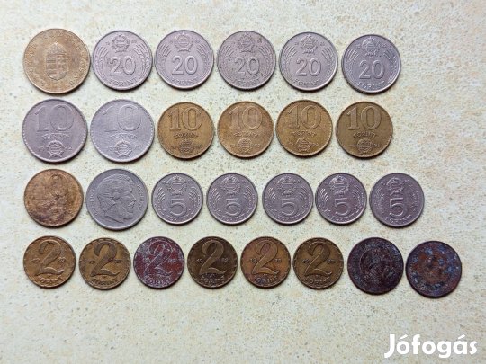 Magyarország 27 db Különböző Érme 2,5,10,20,100 Forint 1950-1995