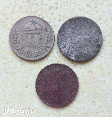 Magyarország 3 db Különböző Érme 20 és 50 Fillér 1926-1938