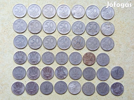 Magyarország 44 db Különböző Érme 20 és 50 Fillér 1967-1991