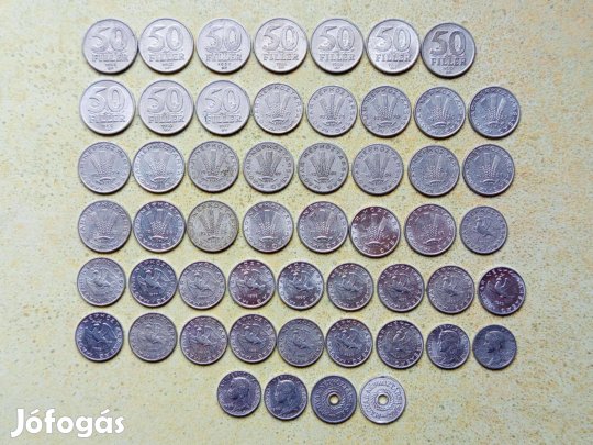 Magyarország 53 db Különböző Érme 2 5 10 20 50 Fillér 1950-1992