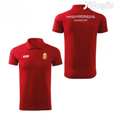 Magyarország póló felnőtt címeres galléros piros
