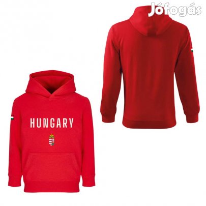 Magyarország pulóver felnőtt kapucnis HUNGARY piros