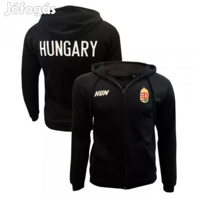 Magyarország pulóver felnőtt kapucnis-zippes HUNGARY fekete