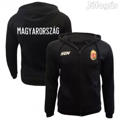 Magyarország pulóver felnőtt kapucnis-zippes fekete