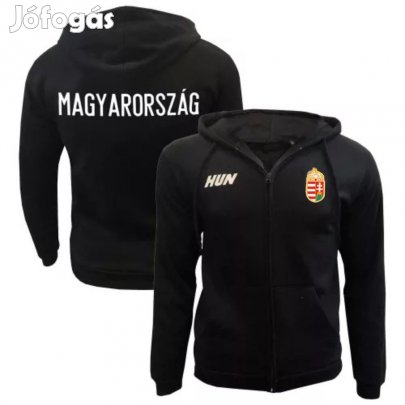 Magyarország pulóver felnőtt kapucnis-zippes fekete