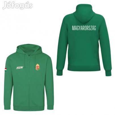 Magyarország pulóver felnőtt kapucnis-zippes zöld