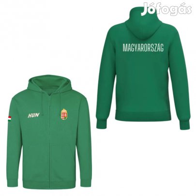 Magyarország pulóver felnőtt kapucnis-zippes zöld